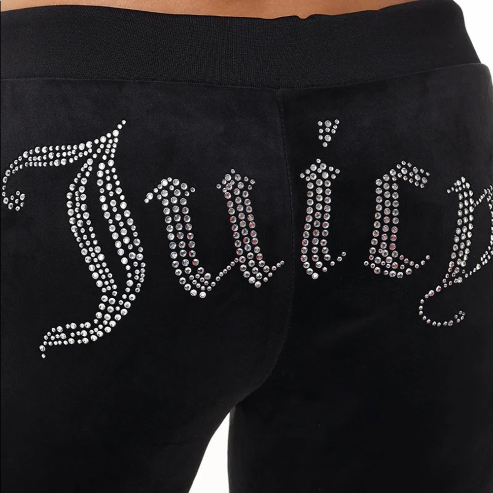 Juicy Couture OG BIG BLING VELOUR TRACK PANTS Black - Picture 5 of 8